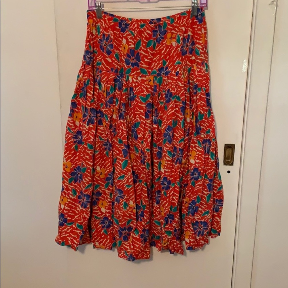 Bright Floral Midi Skirt